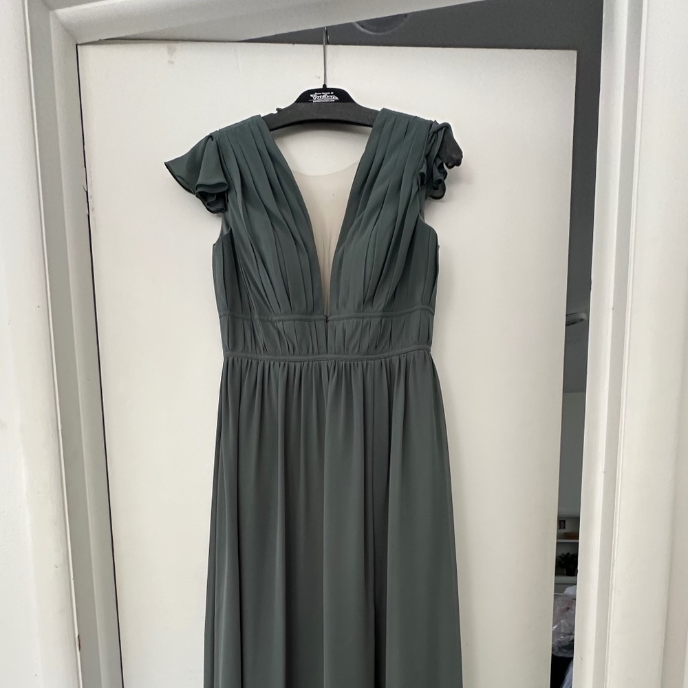 Revelry Cora Chiffon dress in Eucalyptus